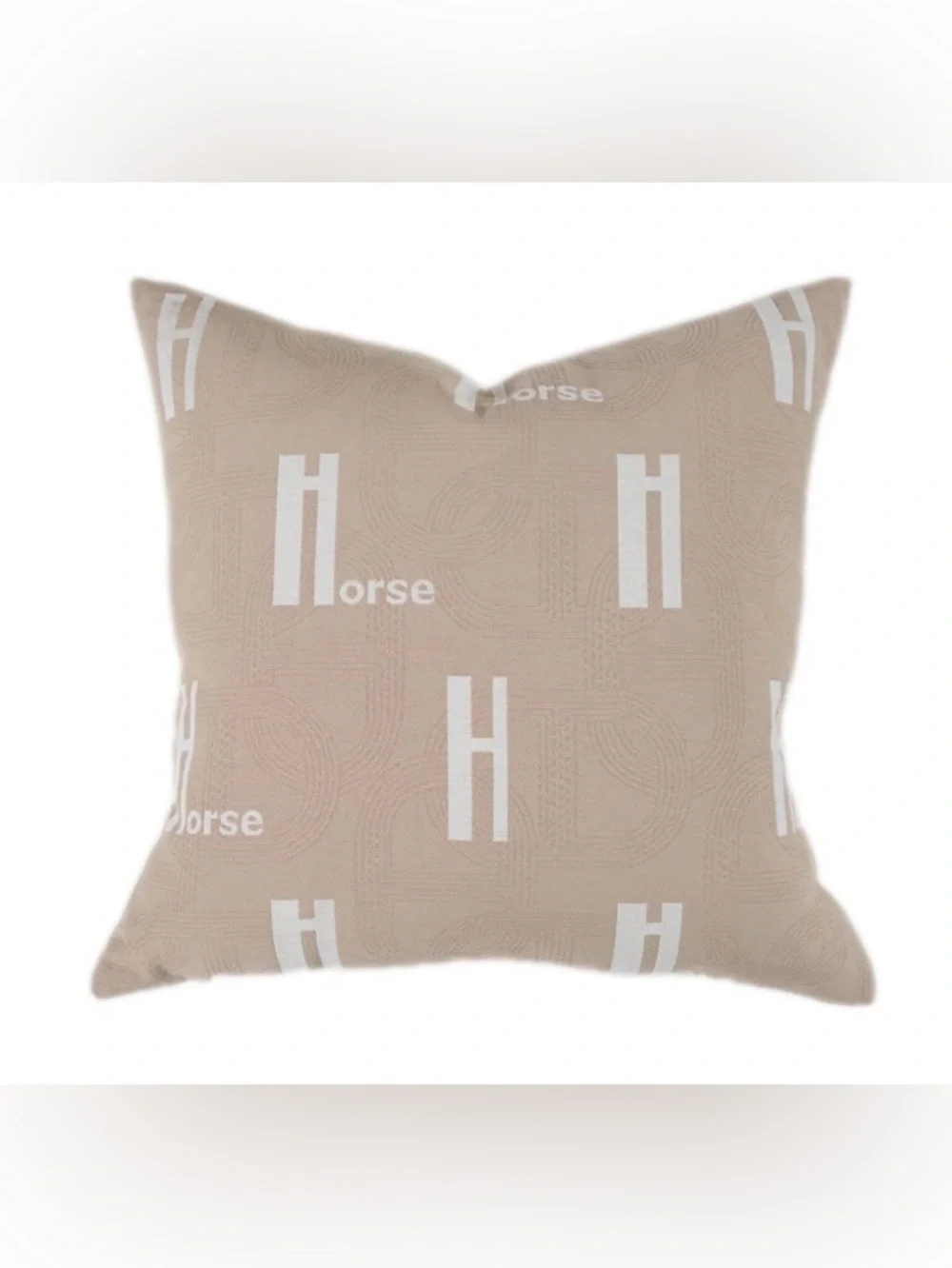 Croker Horse ‘Horse’ Embroidered Pillow Cover SQUARE 18x18” BEIGE WHITE